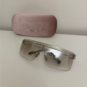 Miu Miu Silver and Black Women's Glasses